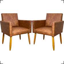 Kit 2 Poltronas Decorativas Para Sala Nina Corino Peroba Pé Castanho - Clique E Decore