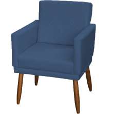 Kit 2 Poltronas Decorativas Reforçadas Beatriz Com Base Suede Azul Marinho Pé Castanho - Clique E Decore