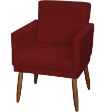 Kit 2 Poltronas Decorativas Reforçadas Beatriz Com Base Suede Bordô Pé Castanho - Clique E Decore
