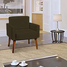 Kit 2 Poltronas Decorativas Reforçadas Para Sala Hope Suede Marrom Pé Castanho - Clique E Decore