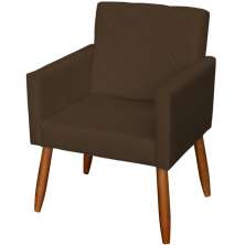 Kit 2 Poltronas Para Sala Decorativas Reforçadas Beatriz Suede Marrom Pé Castanho - Clique E Decore
