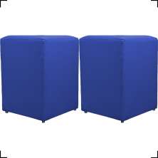Kit 2 Puff Decorativo Dado Para Sala, Quarto, Escritório, Manicure Corino Azul Royal - Clique E Decore