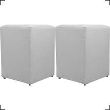 Kit 2 Puff Decorativo Dado Para Sala, Quarto, Escritório, Manicure Corino Branco - Clique E Decore