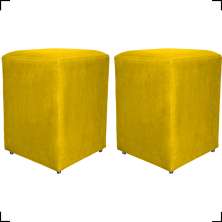 Kit 2 Puff Decorativo Para Sala Recepção Quarto Penteadeira Dado Suede Amarelo