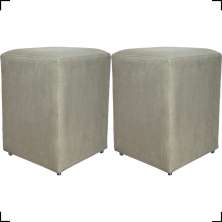 Kit 2 Puff Decorativo Para Sala Recepção Quarto Penteadeira Dado Suede Bege