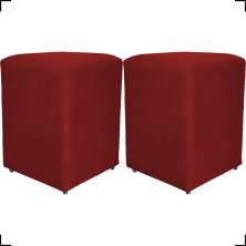 Kit 2 Puff Decorativo Para Sala Recepção Quarto Penteadeira Dado Suede Bordô