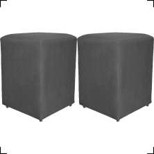 Kit 2 Puff Decorativo Para Sala Recepção Quarto Penteadeira Dado Suede Cinza