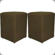 Kit 2 Puff Decorativo Para Sala Recepção Quarto Penteadeira Dado Suede Marrom