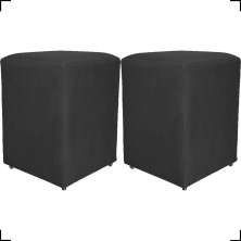 Kit 2 Puff Decorativo Para Sala Recepção Quarto Penteadeira Dado Suede Preto