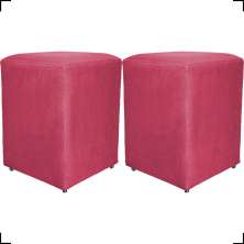 Kit 2 Puff Decorativo Para Sala Recepção Quarto Penteadeira Dado Suede Rosê