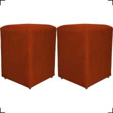 Kit 2 Puff Decorativo Para Sala Recepção Quarto Penteadeira Dado Suede Terracota