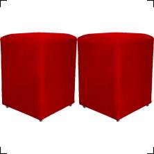 Kit 2 Puff Decorativo Para Sala Recepção Quarto Penteadeira Dado Suede Vermelho