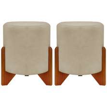 Kit 2 Puff Decorativo Redondo Confortável Para Sala Penteadeira Eloah Suede Nude