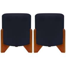 Kit 2 Puff Decorativo Redondo Confortável Para Sala Penteadeira Eloah Suede Preto