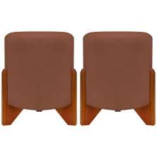 Kit 2 Puff Decorativo Redondo Confortável Para Sala Penteadeira Eloah Suede Terracota
