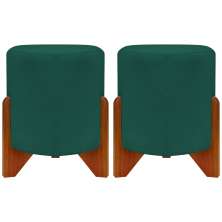 Kit 2 Puff Decorativo Redondo Confortável Para Sala Penteadeira Eloah Suede Verde