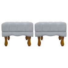 Kit 2 Puff Decorativo Retangular Para Sala Quarto Penteadeira Duque Luxo Bouclé Capitonê Cinza