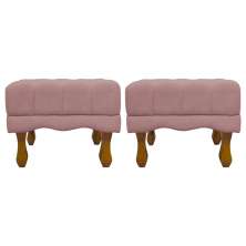 Kit 2 Puff Decorativo Retangular Para Sala Quarto Penteadeira Duque Luxo Bouclé Capitonê Rosê