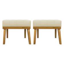 Kit 2 Puff Decorativo Retangular Para Sala Quarto Penteadeira Firenze Corino Bege