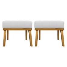 Kit 2 Puff Decorativo Retangular Para Sala Quarto Penteadeira Firenze Corino Branco
