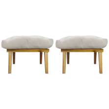 Kit 2 Puff Decorativo Retangular Para Sala Quarto Penteadeira Marty Linho Bege