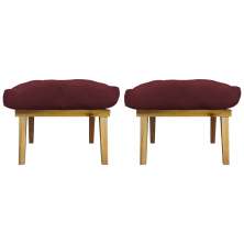 Kit 2 Puff Decorativo Retangular Para Sala Quarto Penteadeira Marty Linho Bordo
