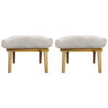 Kit 2 Puff Decorativo Retangular Para Sala Quarto Penteadeira Marty Linho Off White