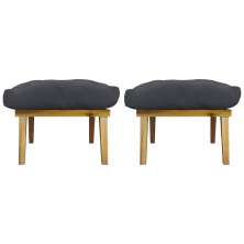 Kit 2 Puff Decorativo Retangular Para Sala Quarto Penteadeira Martyr Linho Cinza