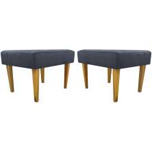 Kit 2 Puff Decorativos Charme Para Sala, Quarto, Recepção Suede Cinza Pé Castanho - Clique E Decore
