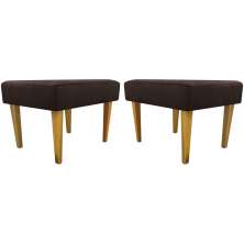 Kit 2 Puff Decorativos Charme Para Sala, Quarto, Recepção Suede Marrom Pé Castanho - Clique E Decore