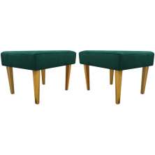 Kit 2 Puff Decorativos Charme Para Sala, Quarto, Recepção Suede Verde Pé Castanho - Clique E Decore