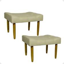 Kit 2 Puff Decorativos Para Sala, Quarto, Penteadeira Requinte Suede Bege Pé Castanho - Clique E Decore