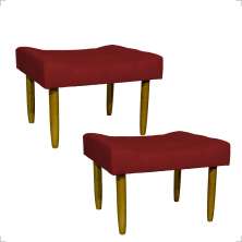 Kit 2 Puff Decorativos Para Sala, Quarto, Penteadeira Requinte Suede Bordo Pé Castanho - Clique E Decore