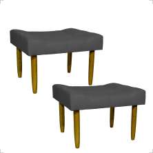 Kit 2 Puff Decorativos Para Sala, Quarto, Penteadeira Requinte Suede Cinza Pé Castanho - Clique E Decore