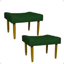 Kit 2 Puff Decorativos Para Sala, Quarto, Penteadeira Requinte Suede Verde Pé Castanho - Clique E Decore