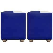 Kit 2 Puffs Decorativos Quadrados Para Sala Penteadeira Urban Tecido Corino Azul Royal e Bege
