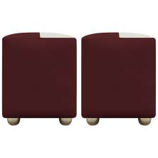 Kit 2 Puffs Decorativos Quadrados Para Sala Penteadeira Urban Tecido Corino Bordo e Bege