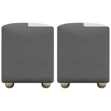 Kit 2 Puffs Decorativos Quadrados Para Sala Penteadeira Urban Tecido Corino Cinza e Bege