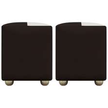 Kit 2 Puffs Decorativos Quadrados Para Sala Penteadeira Urban Tecido Corino Marrom e Bege