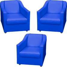 Kit 3 Poltronas Decorativa Para Sala Recepção Manicure Consultório Mila Corino Azul Royal Pés De Plástico Cromado