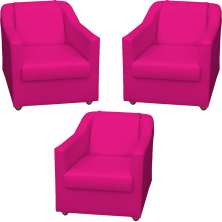 Kit 3 Poltronas Decorativa Para Sala Recepção Manicure Consultório Mila Corino Pink Pés De Plástico Cromado
