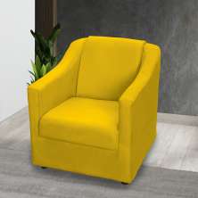 Kit 3 Poltronas Decorativa Para Sala Recepção Manicure Consultório Mila Suede Amarelo Pés De Plástico Cromado