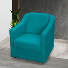 Kit 3 Poltronas Decorativa Para Sala Recepção Manicure Consultório Mila Suede Azul Turquesa Pés De Plástico Cromado