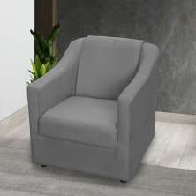 Kit 3 Poltronas Decorativa Para Sala Recepção Manicure Consultório Mila Suede Cinza Pés De Plástico Cromado