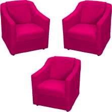 Kit 3 Poltronas Decorativa Para Sala Recepção Manicure Consultório Mila Suede Pink Pés De Plástico Cromado