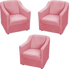 Kit 3 Poltronas Decorativa Para Sala Recepção Manicure Consultório Mila Suede Rosê Pés De Plástico Cromado