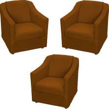 Kit 3 Poltronas Decorativa Para Sala Recepção Manicure Consultório Mila Suede Terracota Pés De Plástico Cromado