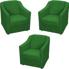 Kit 3 Poltronas Decorativa Para Sala Recepção Manicure Consultório Mila Suede Verde Pés De Plástico Cromado