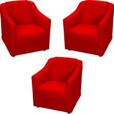 Kit 3 Poltronas Decorativa Para Sala Recepção Manicure Consultório Mila Suede Vermelho Pés De Plástico Cromado