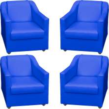Kit 4 Poltronas Decorativas Para Sala Mila Corino Azul Royal Pé De Plástico - Clique E Decore